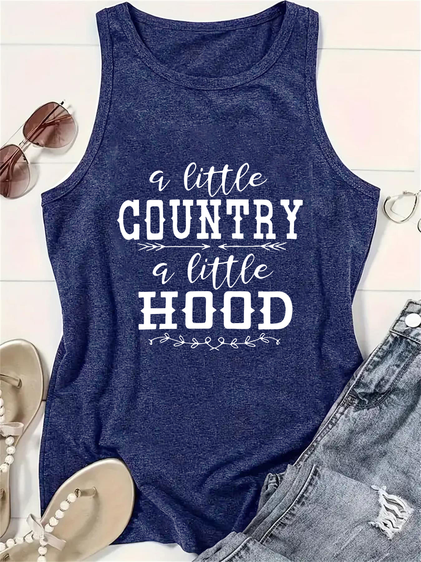 AliExpress Amazon Hot Selling Slogan Printed Spring and Summer Sleeveless Top T-Shirt Round Neck Pullover Foreign Trade Vest for Women