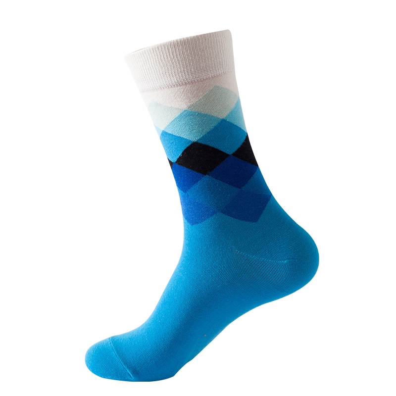 Picture of European and American Ins Style Mid-Calf Socks for Women Amazon Trendy Socks Supply Diamond Pattern Fashion Trendy Socks Wholesale in Stock