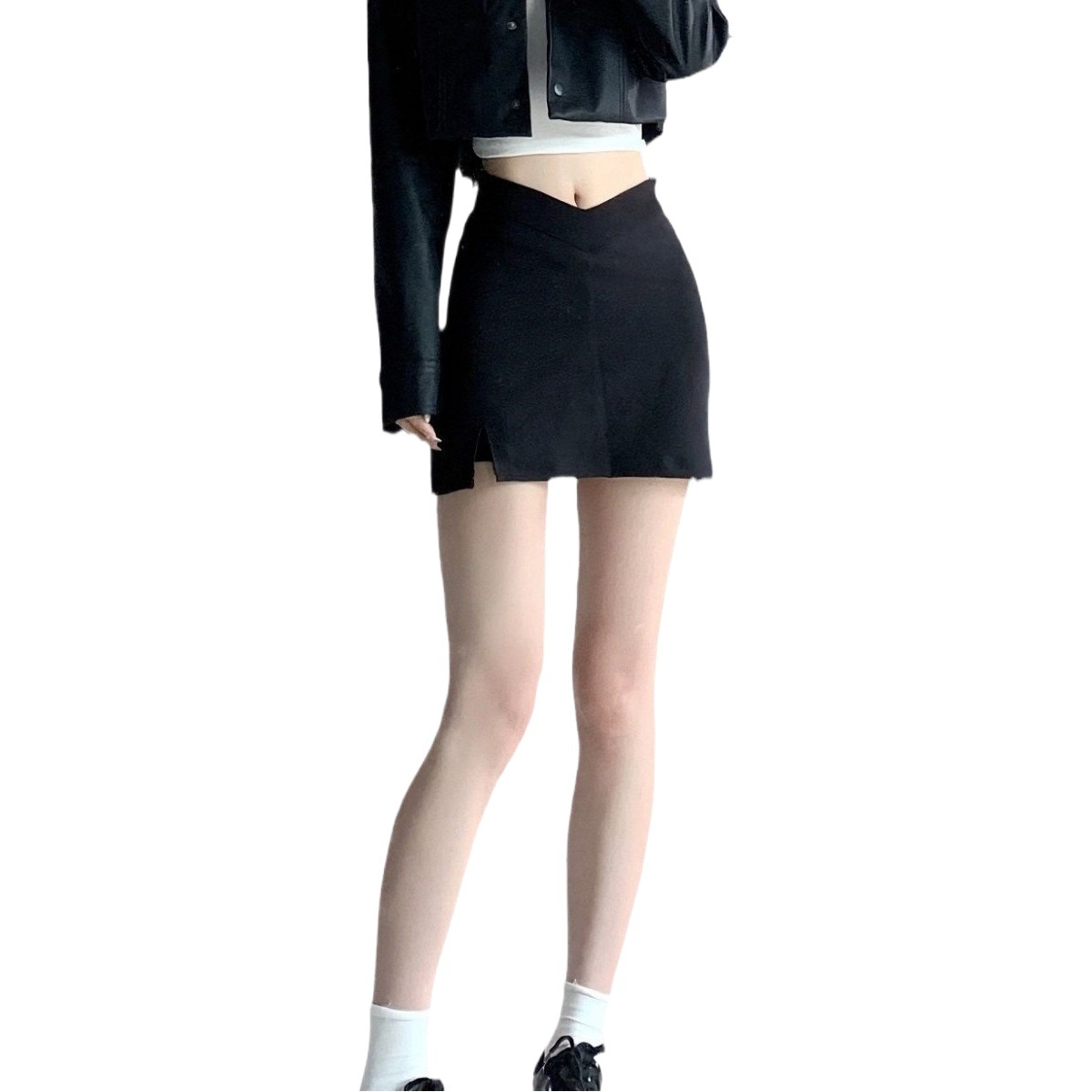 plus size Black Design Split Skirt Women's Fashion Summer Pure Desire Hot Girl All-match A- line Hip Skirt