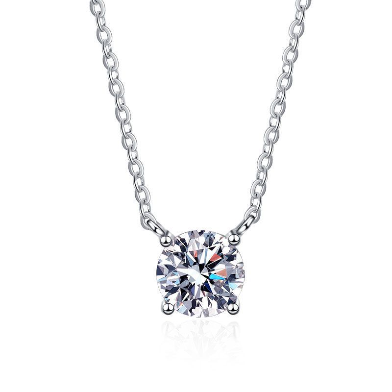 Picture of Nose Pick Pure Silver D Color Moissanite 1 Carat Zhao Lusi Same Style Necklace for Women Four-Prong Light Luxury High-End Clavicle Chain