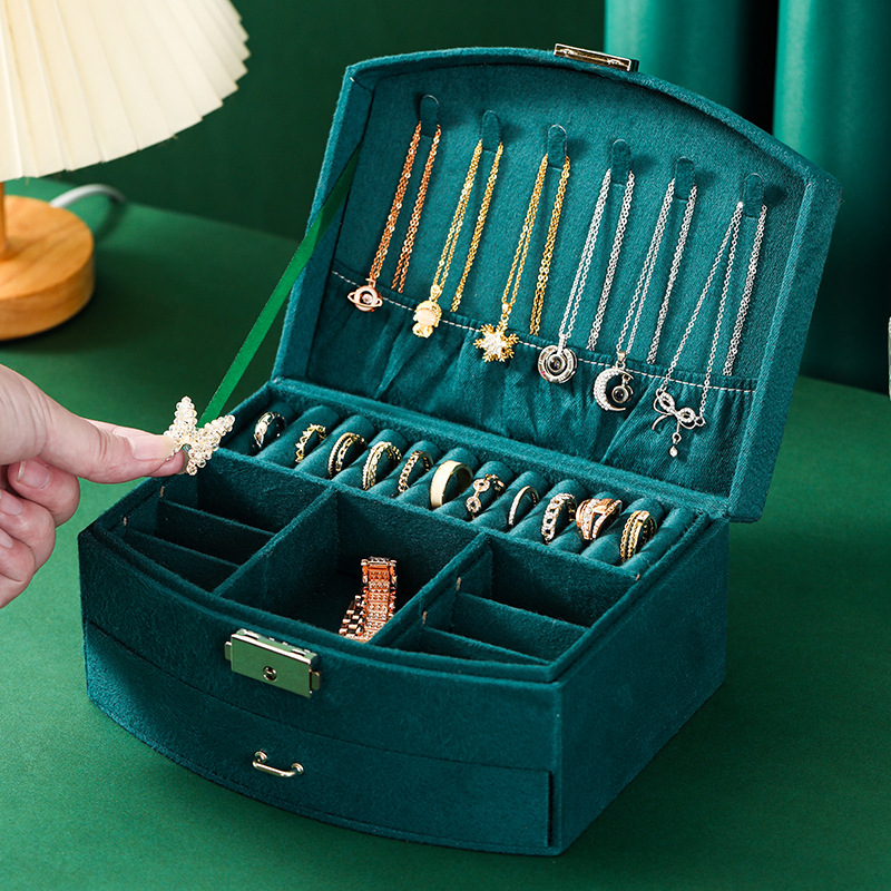 Jewelry Box Earrings Earrings Flannel Jewelry Bag Jewelry Box Jewelry Box Girl Cute Gift in stock with Lock