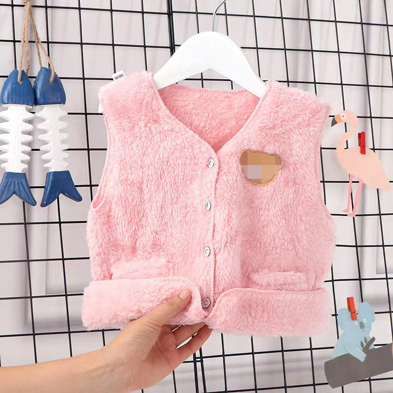 Picture of Children's vest spring and autumn double-sided coral fleece men and women baby fleece-lined vest Korean style waistcoat flannel baby vest