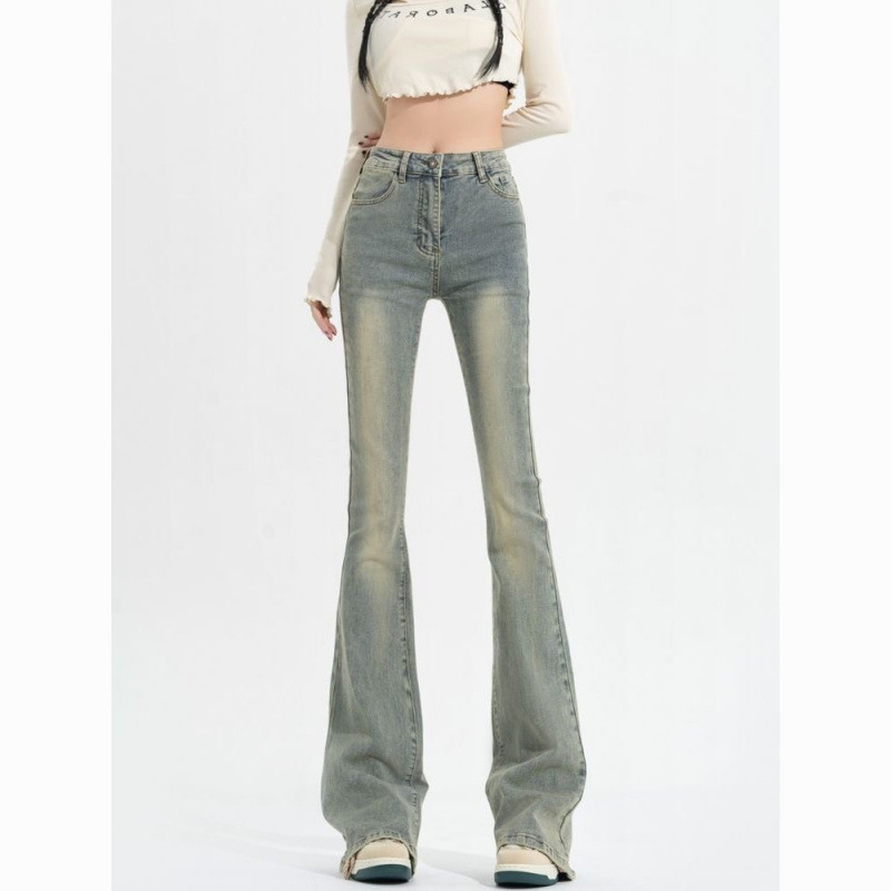 Vintage Micro-La Jeans Women's American Style High Street Hot Girl Pants Petite Design Casual Straight Flared Pants