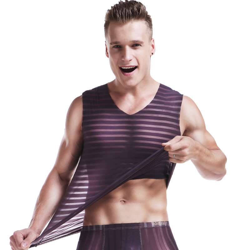 Picture of Summer Men's Seamless Ice Silk T-shirt Men's Short-sleeved Slim-fit Stretch Youth Quick-drying Thin Sports Base Shirt Fitness