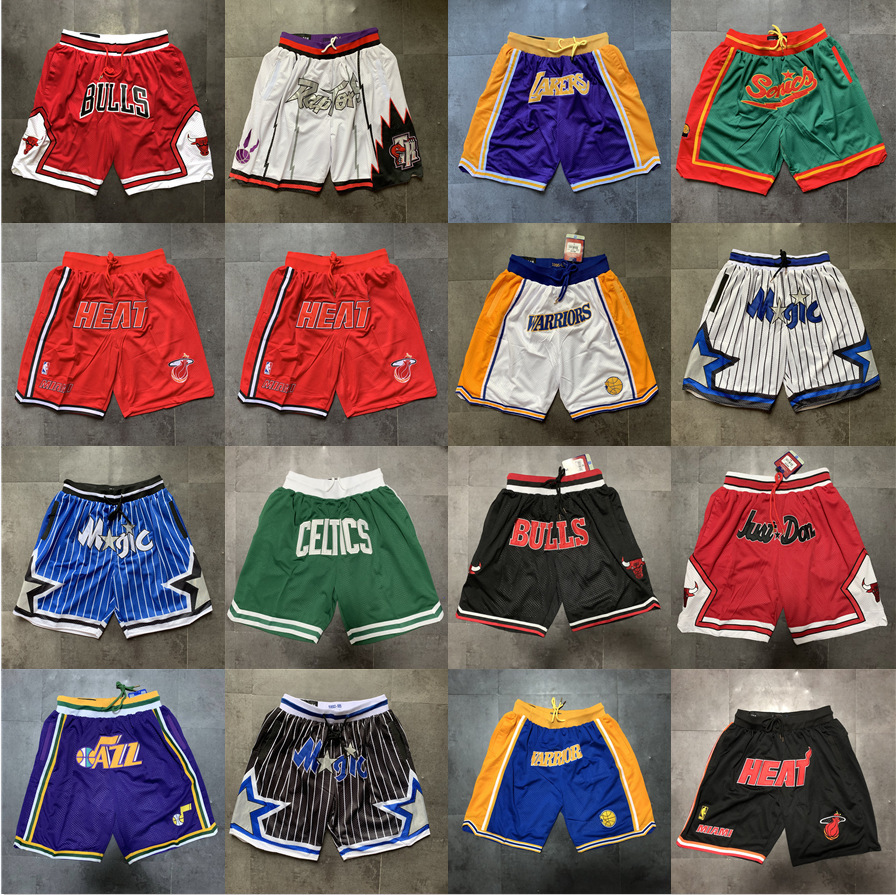 Factory Wholesale Basketball Lakers Celtic Rocket Piston Wasp King Dense Embroidered Pocket Pants Sports Shorts