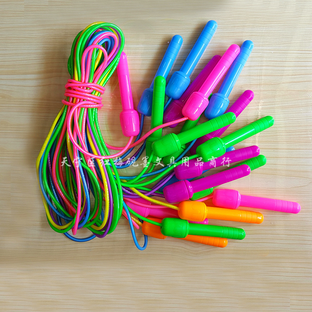 Picture of Colorful plastic skipping rope children's skipping rope with handle skipping rope elementary school student sports competition skipping rope single fitness
