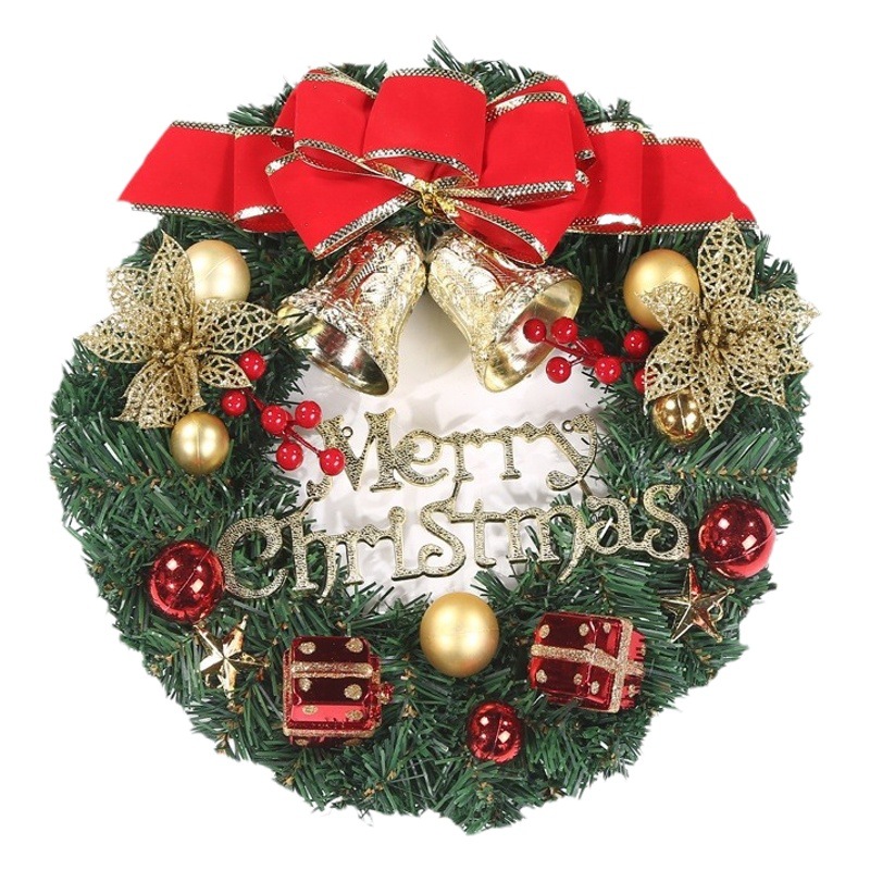 30cm shopping mall hotel supermarket decoration Christmas decorations Christmas wreath manufacturers wholesale door hanging rattan ring