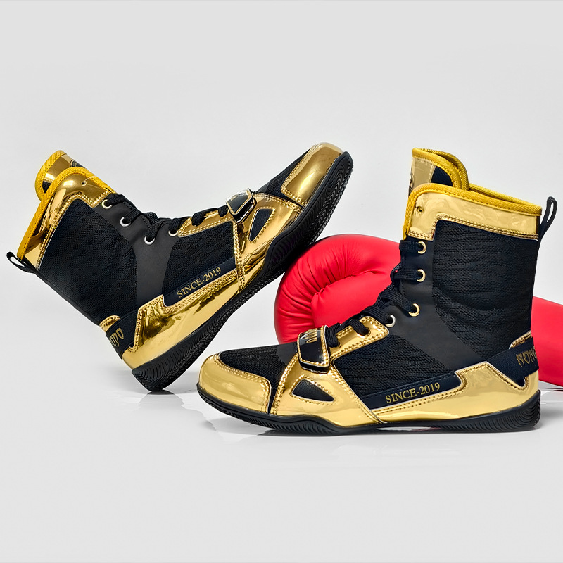 Picture of New Sanda Fighting Boxing Shoes for Men and Women, Same Style Fighting and Wrestling Shoes, High-Top Wrist Boots, Rubber-Soled Fighting Shoes
