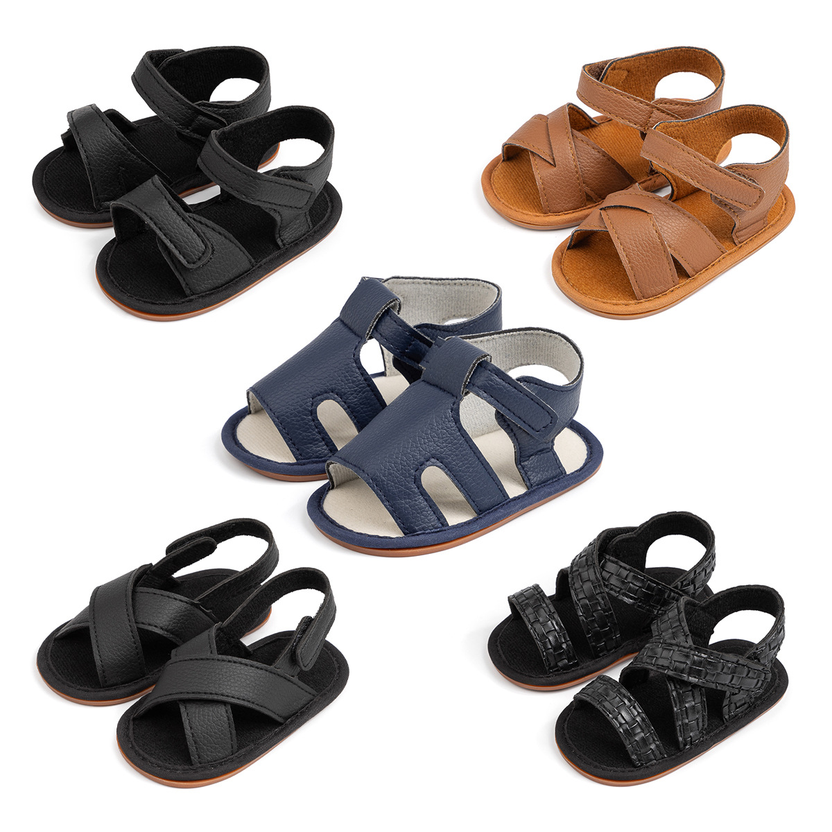 2025 Baby Men's Sandals Velcro Summer Baby Shoes Amazon 0-1 Year Old Casual Toddler Shoes