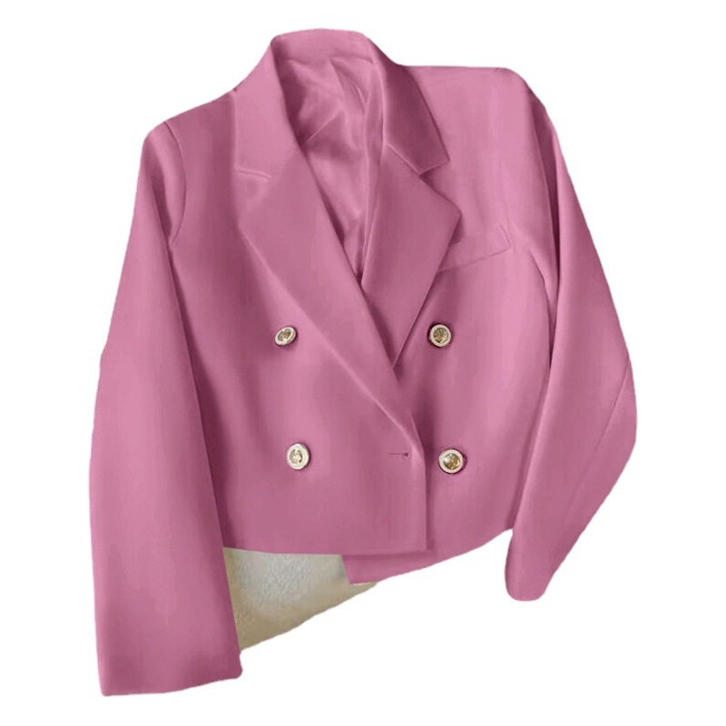 Suit Jacket Women's Spring and Autumn Pink Short Korean Style British Style Design Sense Small Casual Summer Suit Women
