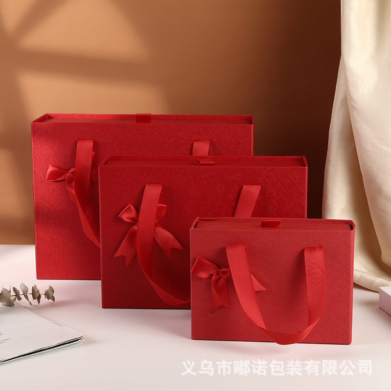 Big Red Drawer Box Rectangular Bow Gift Box Wedding Box Festive Suitcase Wedding Candy Box Empty Box