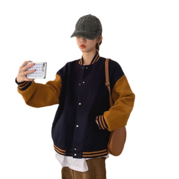 Picture of American Style Retro Baseball Suit Coat Women's 2023 Autumn and Winter New Niche All-match Casual High-end Western Style Top