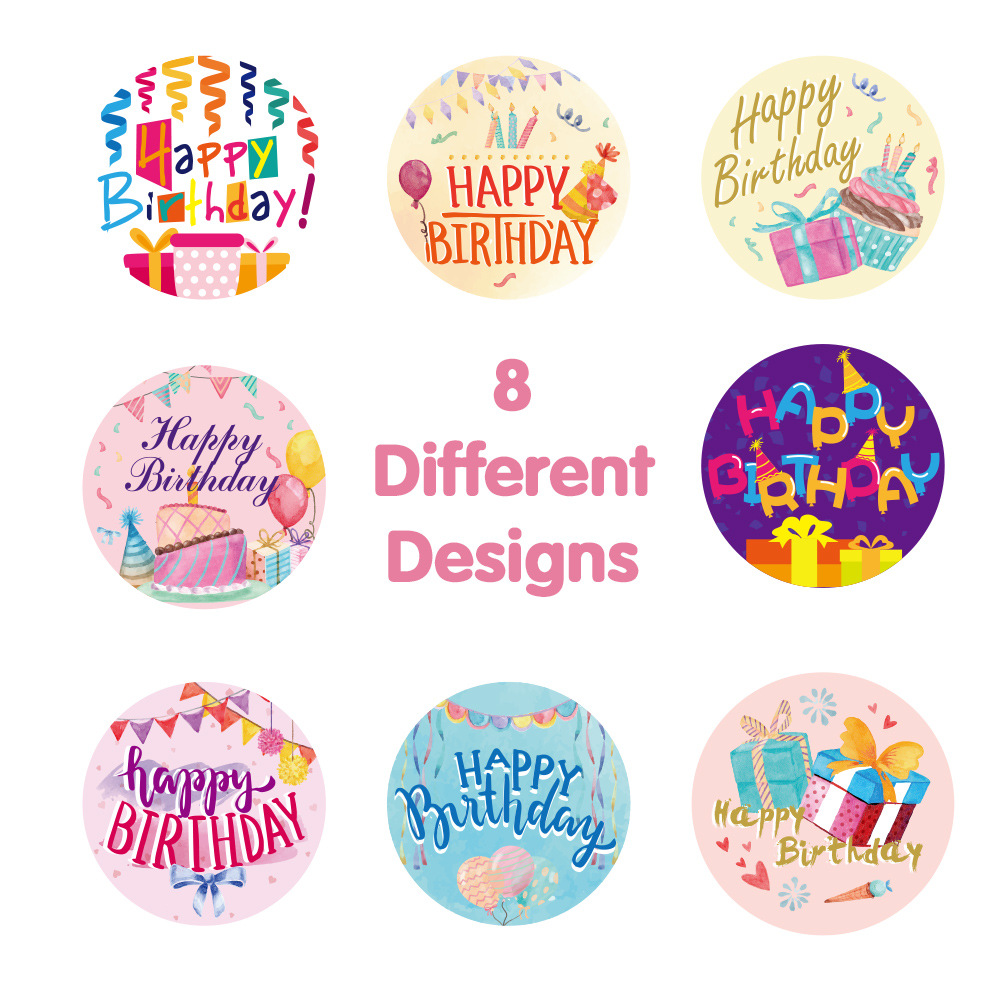 Happy Birthday Kids Toy Roll Paper Sticker Birthday Party Gift Envelope Seal Sticker Party Baking Decoration