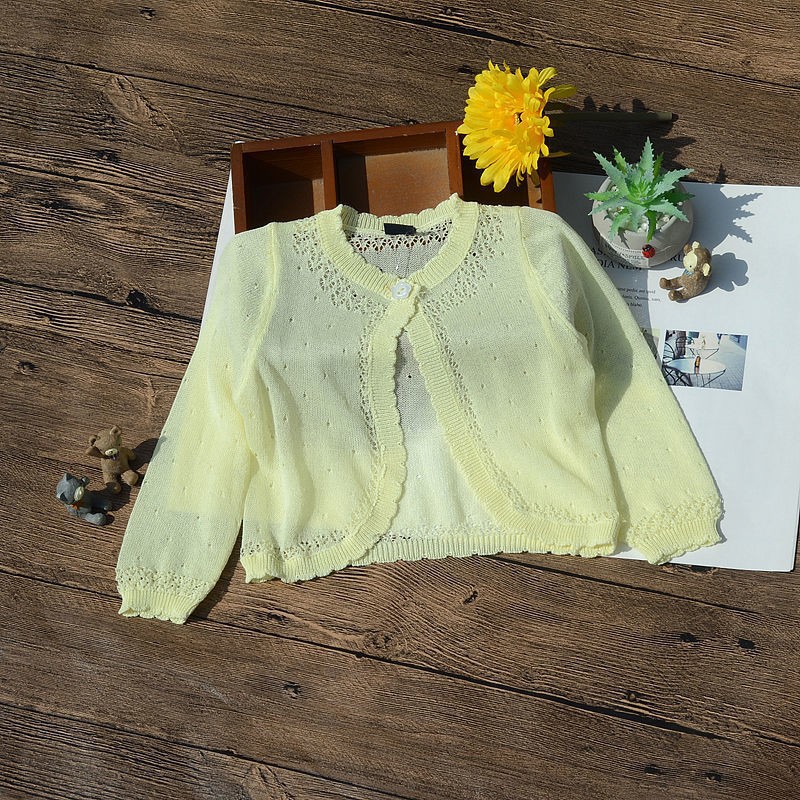 Picture of Popular Girls' Sun Protection Clothing, Breathable Small Shawl, Summer New Style, Kidsren's Little Princess One-Year-Old Knitted Cardigan Jacket, Trendy