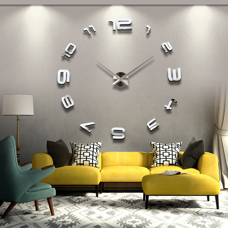 Big size living room creative living room wall clock home decoration acrylic mirror clock DIY clock wall sticker clock