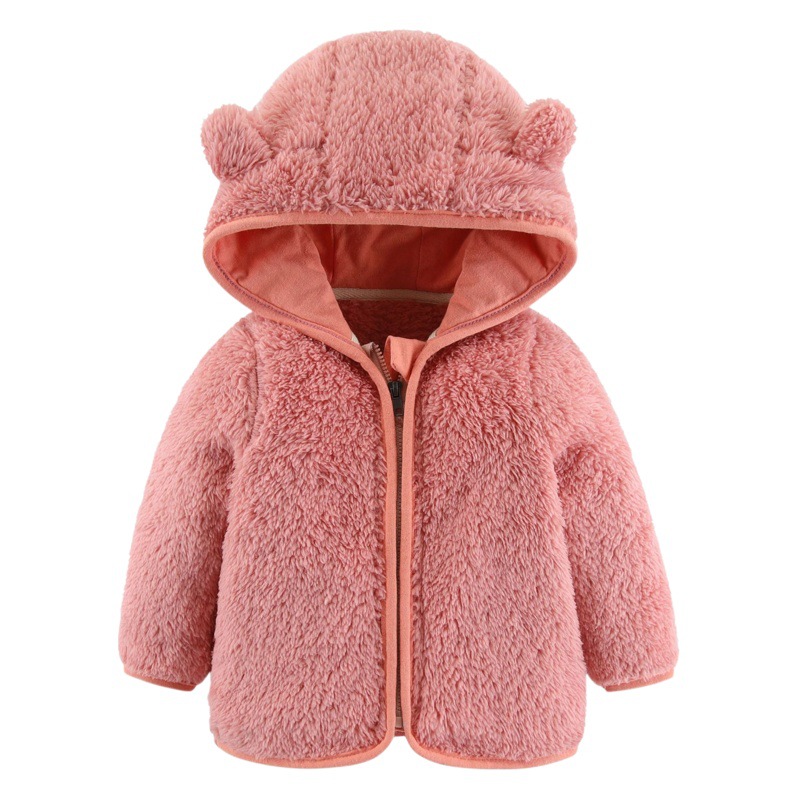 Children's European and American Spring and Autumn Long Sleeve Plush Top Zipper Warm Hooded Coat for Boys and Girls