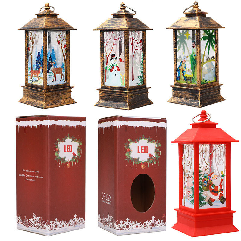 Cross-border Wholesale Christmas Boxed Wind Lantern Christmas Decoration Gift Accompanying Gift Courtyard Decoration Home Decoration