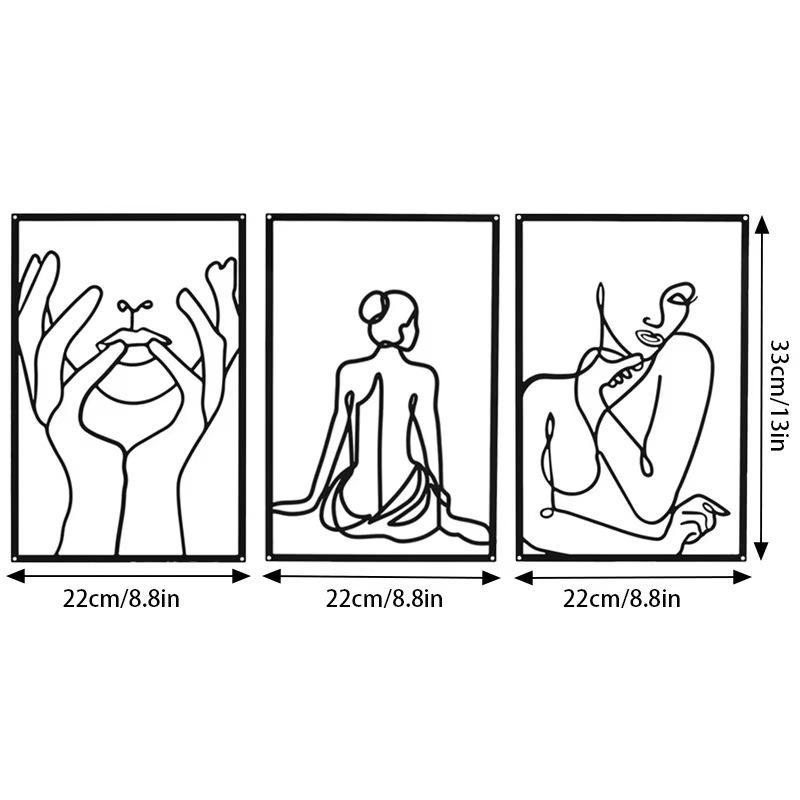 Picture of Amazon Metal Simple Female Line Silhouette Background Wall Iron Crafts Home Living Room Bedroom Wall Hanging