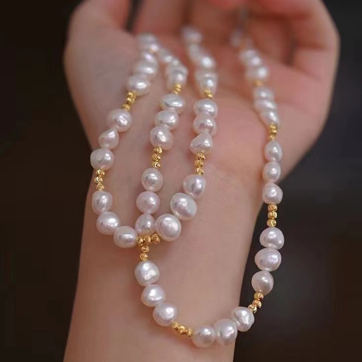 Natural Freshwater Pearl Necklace 6-7 Classic Baroque Pearl Niche Design Adjustable Real Pearl Necklace Women