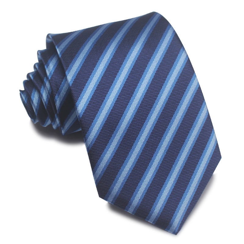 Picture of 25 New 8cm Polyester Jacquard Stripesd Tie 7cm Men's and Women's Business Formal Wear Casual High-End Red Black Blue