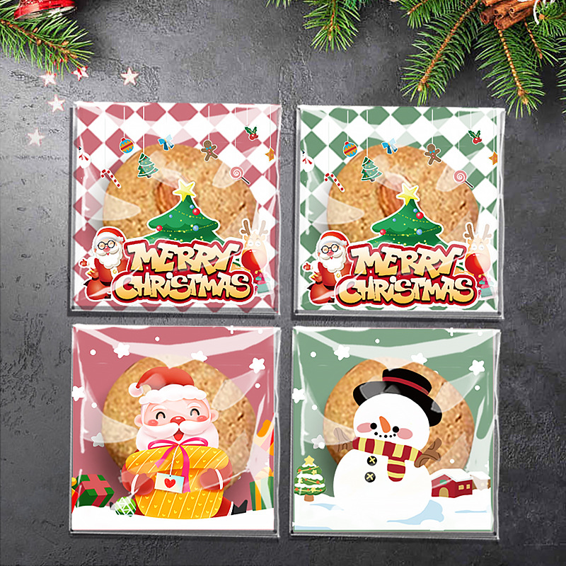 Original Christmas tree old snowflake crisp candy self-sealing sticky bag cookie cow biscuit party gift packaging