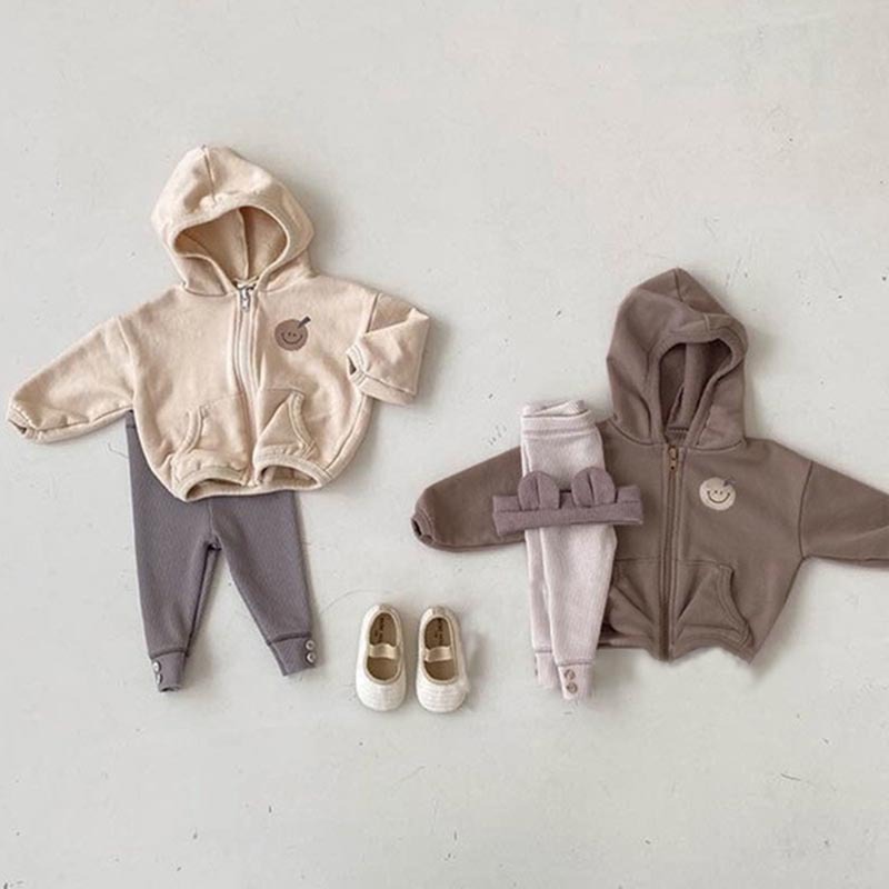 Picture of Children's Ins Korean Style Spring and Autumn New Coat Baby Boys and Girls Cute Smiley Casual Loose Trouser Coat