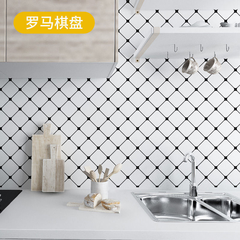 Picture of Wholesale kitchen oil-proof stickers self-adhesive wall stickers bathroom renovation milk tea shop waterproof high temperature resistant stove wallpaper porcelain