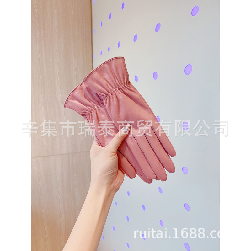 Leather gloves for women and men winter cycling driving fleece-lined thickened thin waterproof windproof touch screen winter riding motorcycle