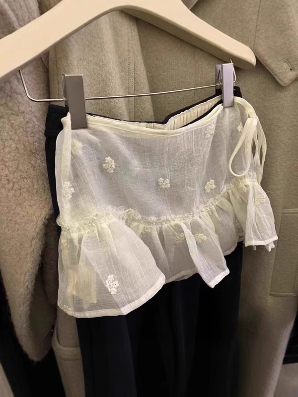 Korean Style Sweet Fart Curtain Short Skirt Lace Waist Seal All-match Sweet Niche Design Sense Stacked Lace Fart Curtain Trendy Short Skirt
