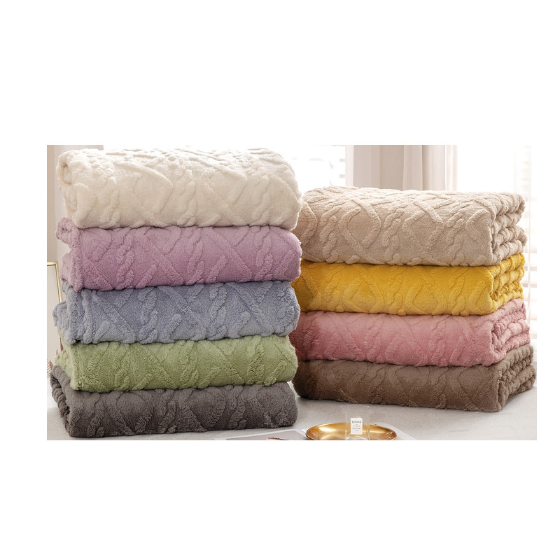 Picture of Solid Color 3D Jacquard All Year Round Taffeta Blanket Quilted Flannel Spring and Summer Nap Blanket Cover Small and Super Soft