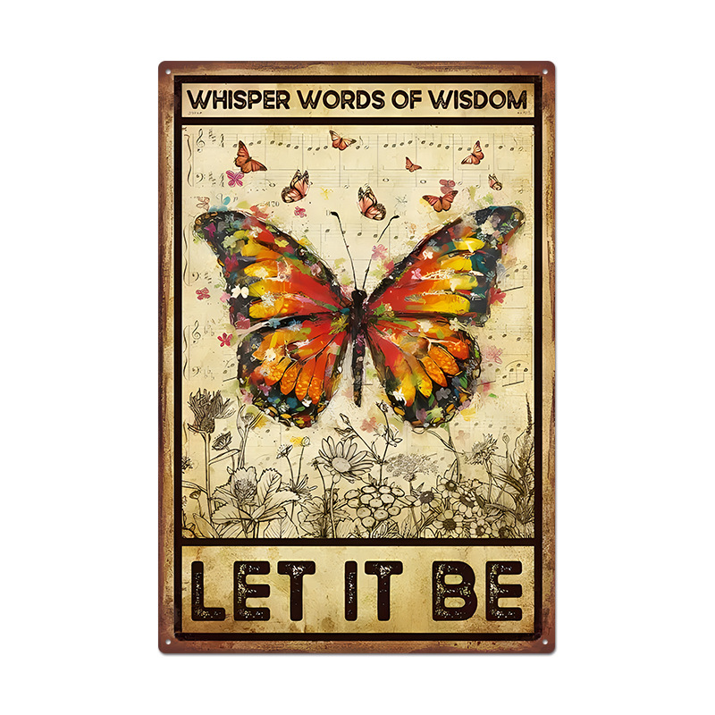 Picture of Cross-border American Country Retro Flower Figure Tin Painting Garden Pastoral Balcony Wall Wall Wall Old Decoration Pendant