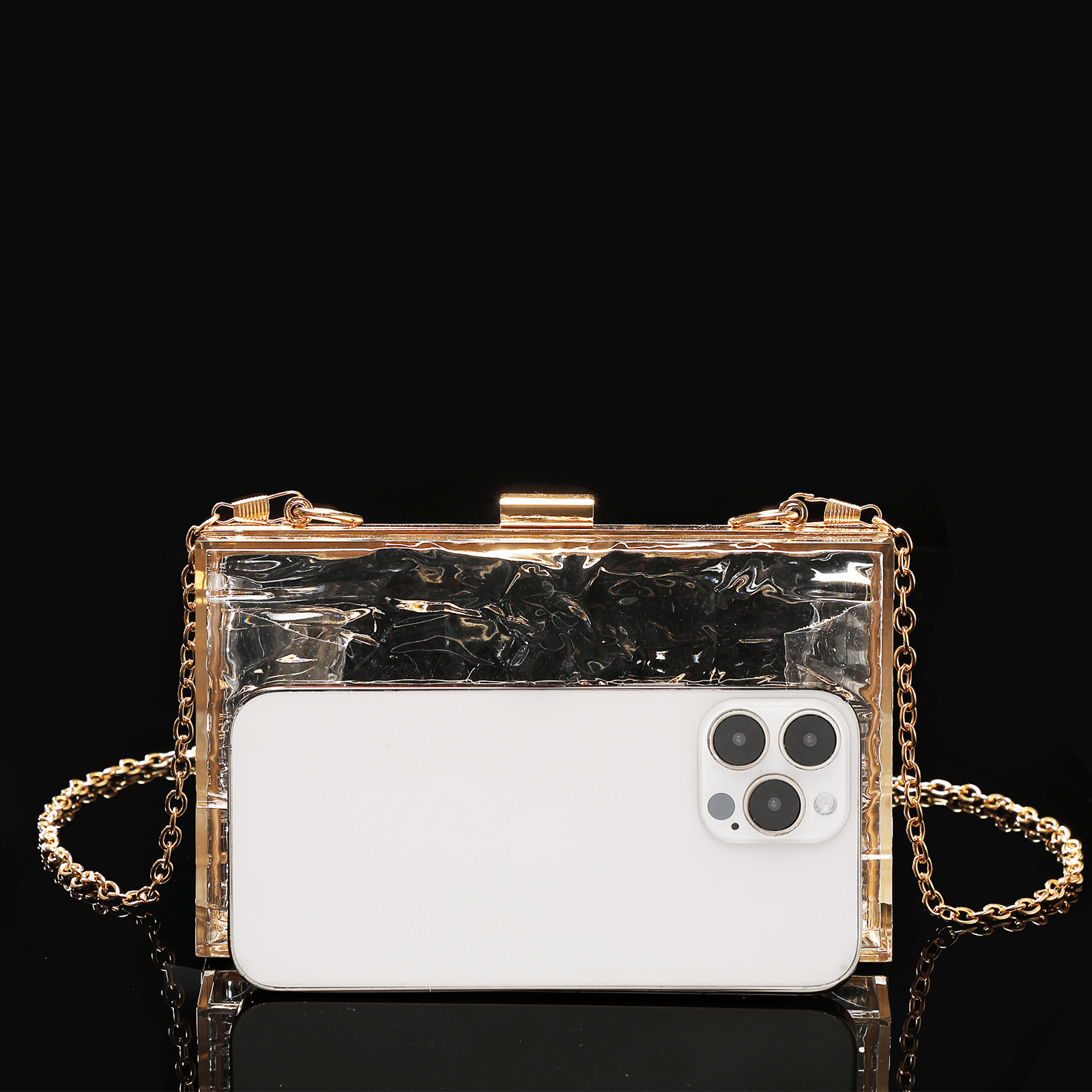 Picture of Women's new evening bag ice crack transparent acrylic fashion clutch chain bag cross-border Amazon exclusive