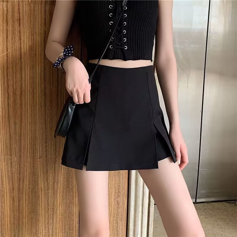 Women's Skirt 2024 Autumn New High Waist Slim A- Line Hip Skirt Design Split chubby girl plus size Culottes
