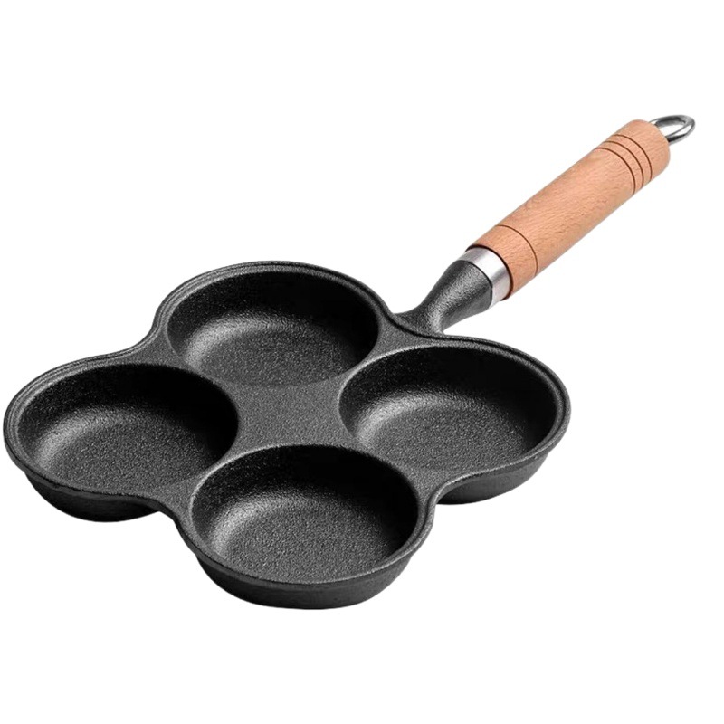 Cast Iron Frying Pan Four-hole Egg Frying Pan Egg Hamburg Mold Egg Dumpling Pan Porous Egg Frying Pan Egg Wrapping Pan Breakfast Pan