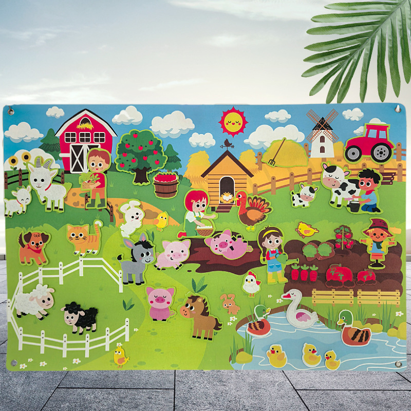 Picture of Amazon cross-border children's early education 3DIY three-dimensional felt game package storyboard learning board printing dinosaur animals