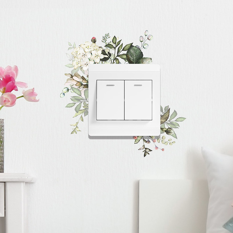 KG327 fresh green plant switch stickers bedroom living room entrance home beautification decorative wall stickers wholesale