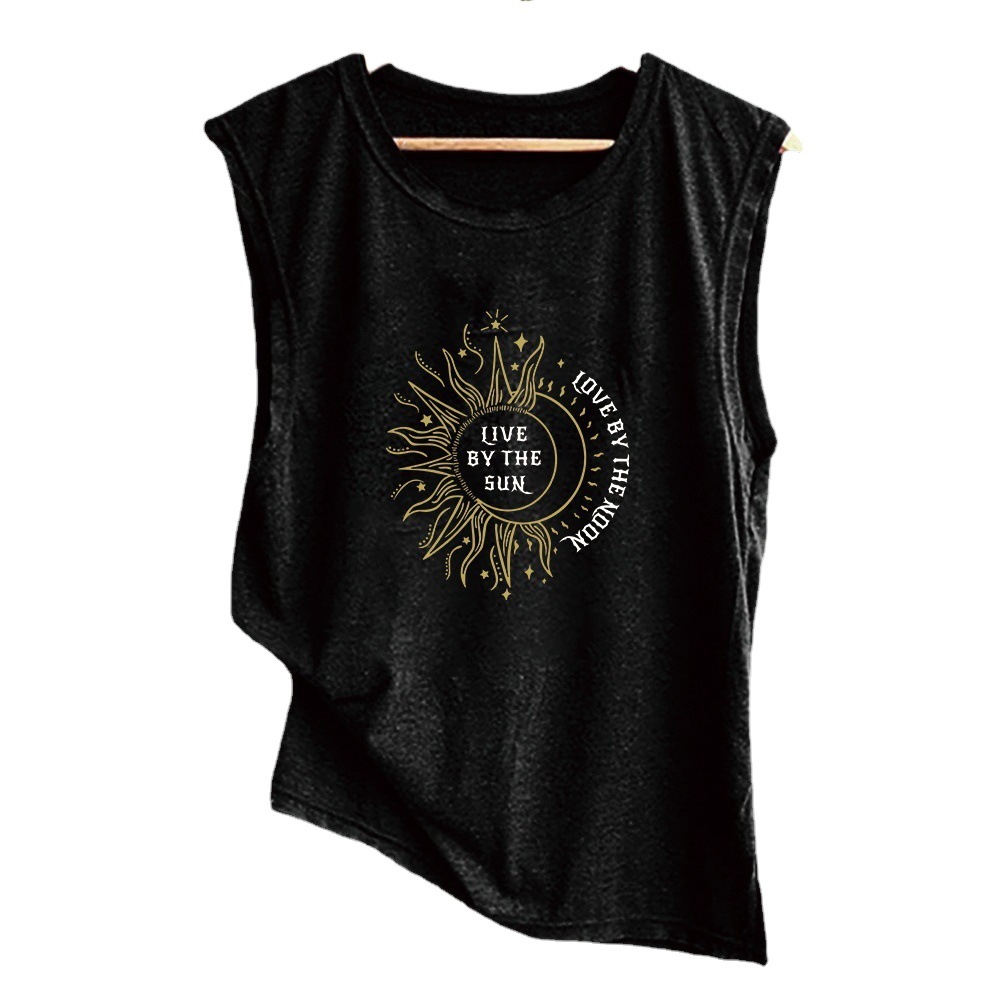 Amazon AliExpress Cross-border New Riyue Pullover Fresh Sweet Sleeveless T-shirt