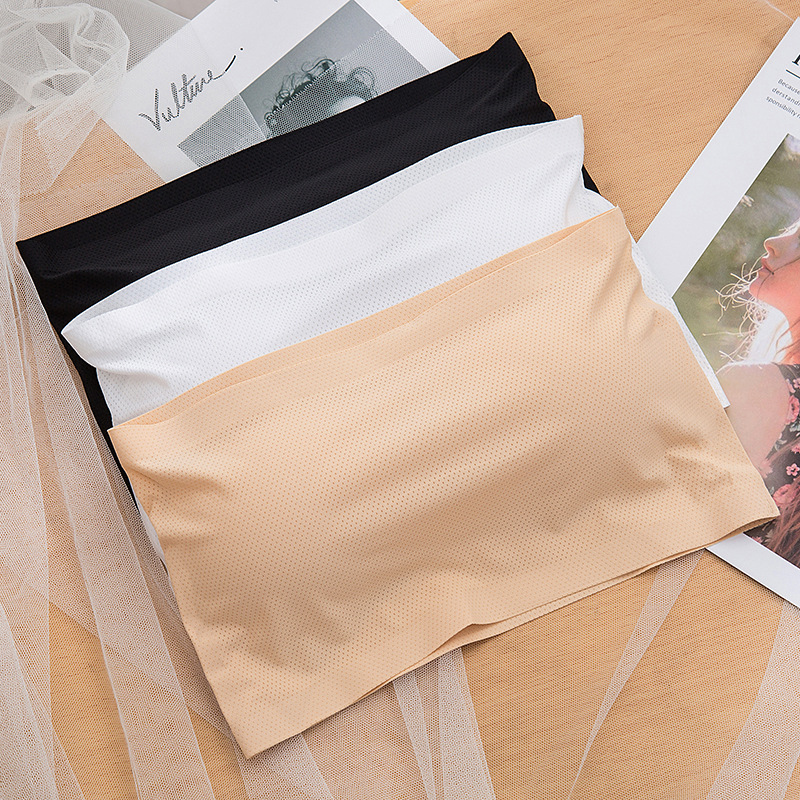Picture of Seamless Ice Silk Breathable Tube Top Bottoming Anti-running Light One-word Beautiful Back Ice Silk Hollow Tube Top Wrapping Detachable Chest Pad