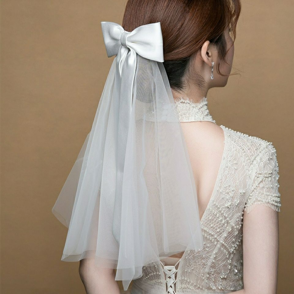 Picture of Bride's Veil Mori Travel Photograph Accessories Wedding License Bow White Small Tape Comb
