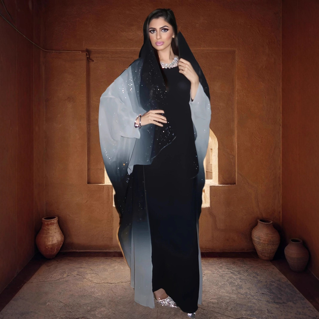 Picture of Cross-Border Middle Eastern Robe Women's Dubai Plus Size Cardigan Gradient Color Abaya Arabian Saudi Arabia