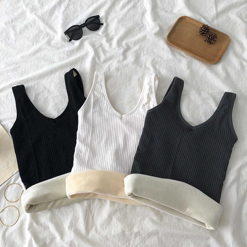 2023 autumn and winter all-match thermal underwear camisole thickened fleece-lined autumn clothes inner body shaping top bottoming shirt for women