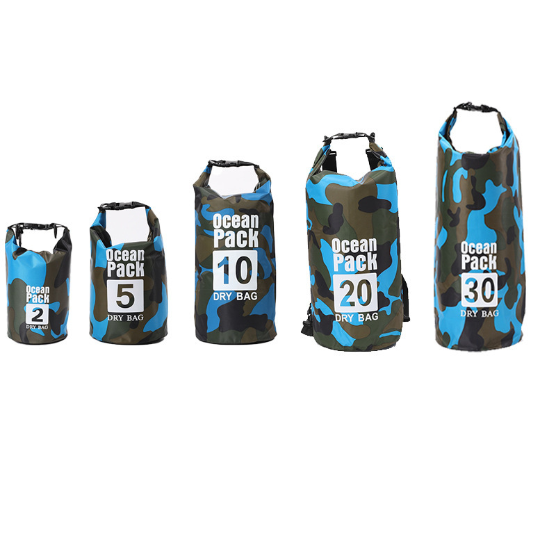 Picture of Cross-border Hot Camouflage Drift Waterproof Bag Single Shoulder Double Shoulder Waterproof Barrel Bag Polyester Lightweight Drift Bag Large in stock