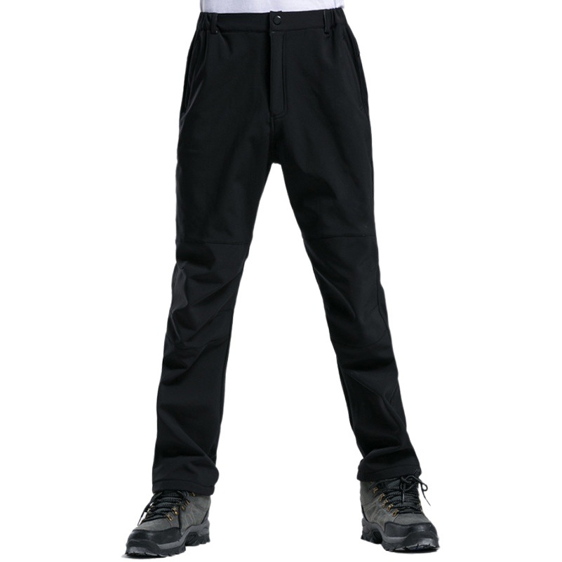 Autumn and winter outdoor soft shell pants men's windproof waterproof assault pants women's composite polar fleece mountaineering ski pants sports equipment