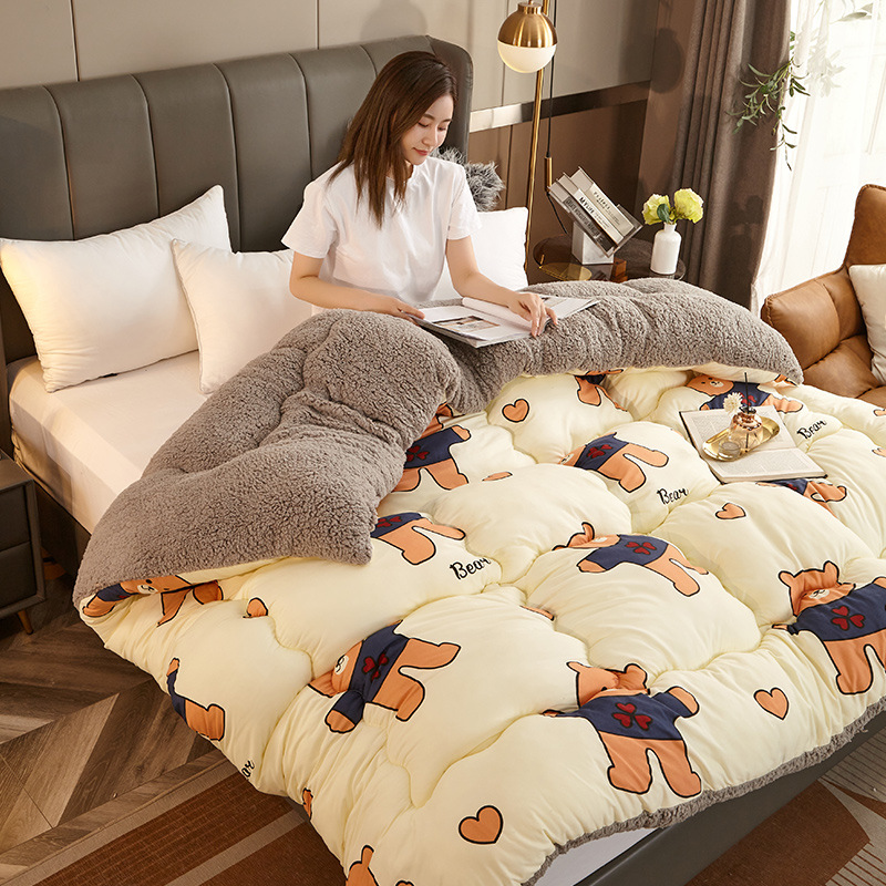 Picture of Cross-border Lamb Velvet Sanding Printed Winter Quilt Spring and Autumn Thickened Quilt Core Single Double Student Dormitory Air-conditioning Quilt