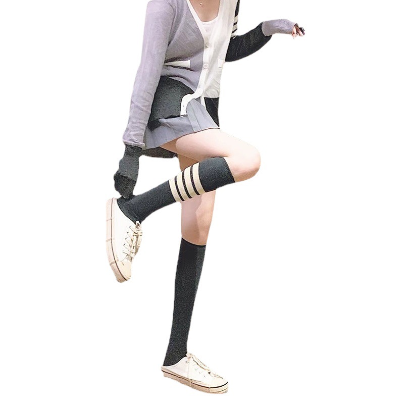 Net Red Tide brand TB four bar gray AB calf socks cotton knee socks long socks Japanese jk girls wind socks