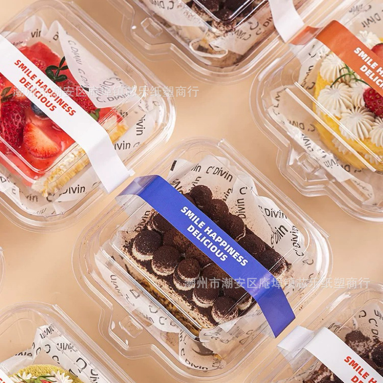 Tiramisu Box Cake Packaging Box Transparent Mousse Packaging Cut Melalese Disposable Dessert Box