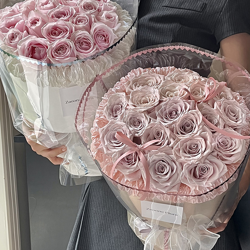 New Internet Celebrity Love Full of Fluorescent Jelly Film Wrapping Paper Waterproof Thickened Wrapping Paper Transparent Flower Decorative Paper
