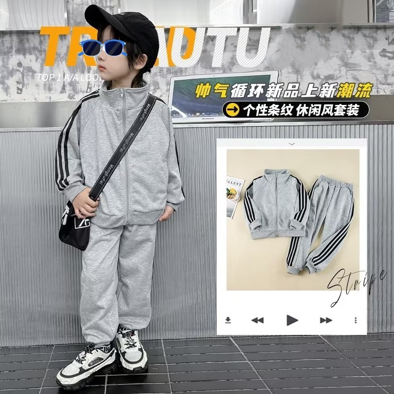Picture of Children's suit Spring and Autumn Sports Leisure Boys and Girls Children's Sports Three-Pole suit Baby Handsome Two-Piece Fashionable Set