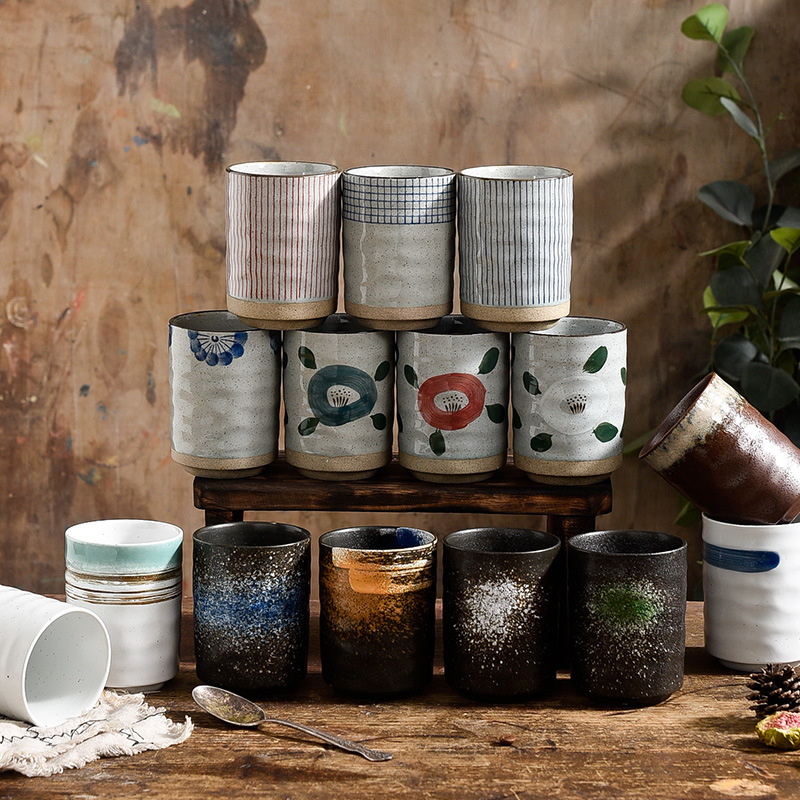 Picture of Japanese Style Creative Ceramic Vintage Tea Cup Sushi Cup Stoneware Straight Body Cup Stoneware Water Cup for Household Restaurant