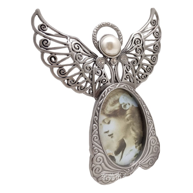 Ancient Pewter Angel Metal Photo Frame. Furniture Display, Kidsren's Photo Frame